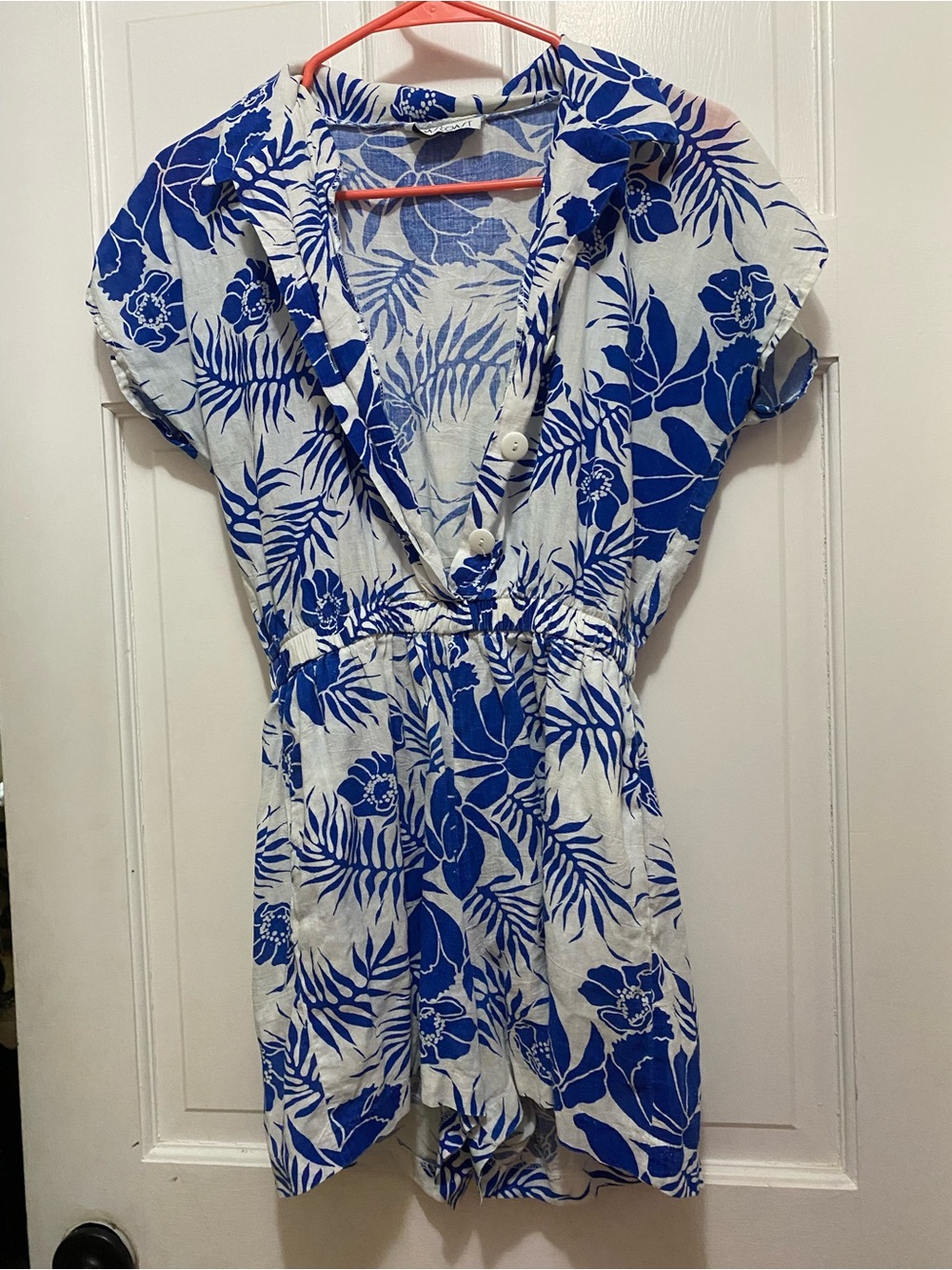 Women’s Blue Floral Swim Cover-Up Romper